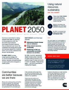 Cummins Inc. - Planet 2050 Fact Sheet cover